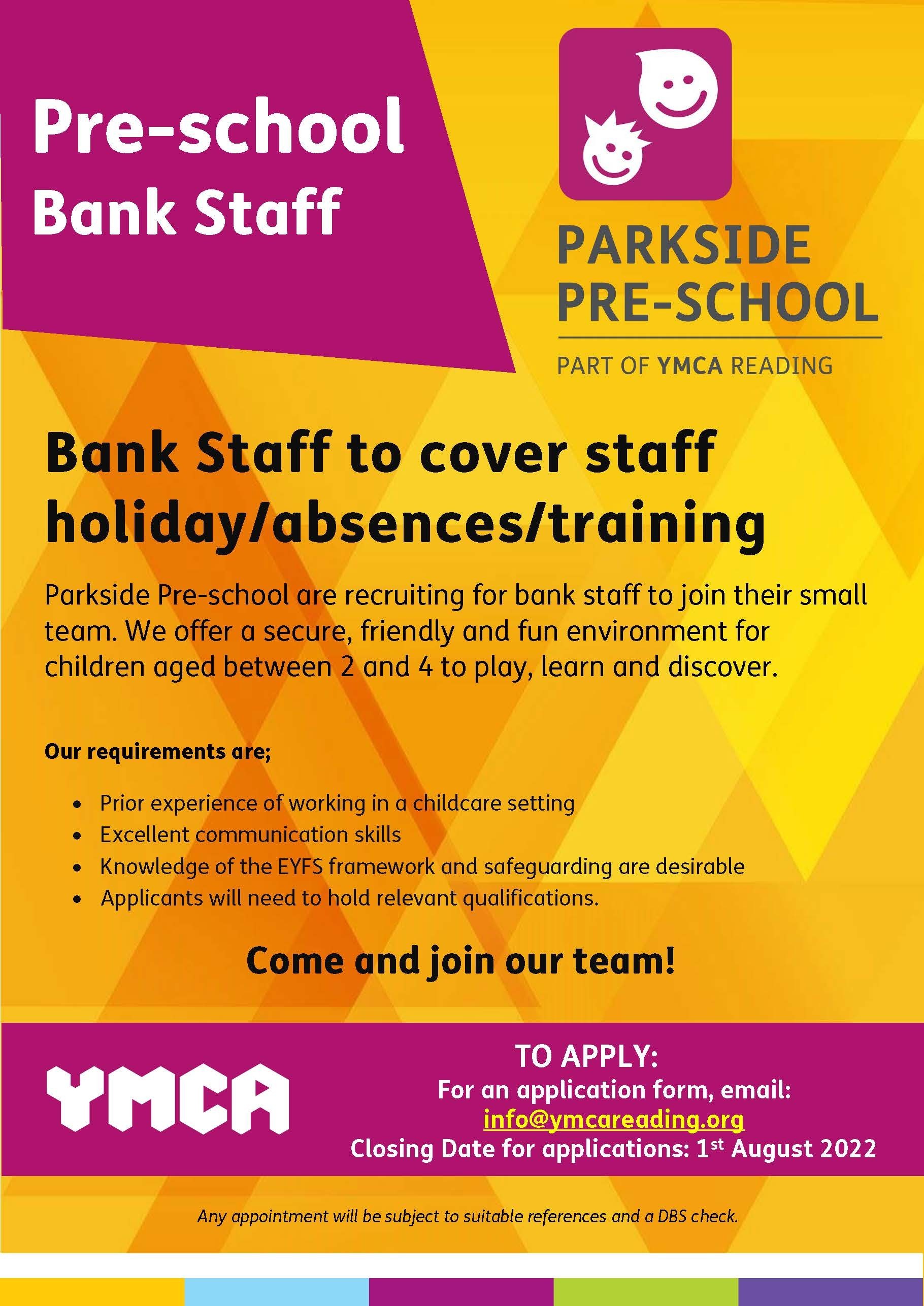 ParkSide Pre-school, Bank Staff